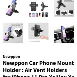 Newppon Car Phone Mount Holder : Air Vent Holders for iPhone 11 Pro Xs Max Xr X 8 7 6 Plus