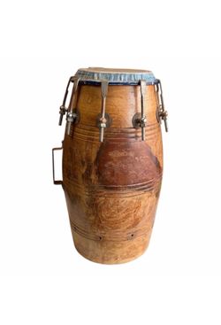 🔥 Vintage Wooden Dholak Drum 18” x 10” Double Head Hand Drum For Repair🔥