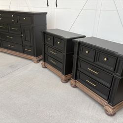 Black Dresser And Matching Nightstands