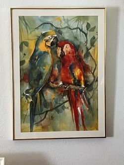 Framed Watercolor Macaw Parrot Print