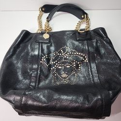 VERSACE handbag Black Leather DBFC674