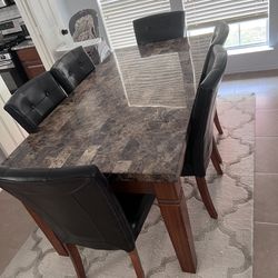 Granite Dining Table W/ 6 Chairs