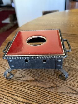 Square Dark Red Ceramic Tile Tea Candle Holder 5.25” Square 