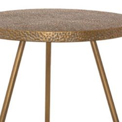 Unique Side Table Boho Chic Style With The Hammered Copper Finish Found Top And Black Tripod Legs H24', 18" In Diameter 
