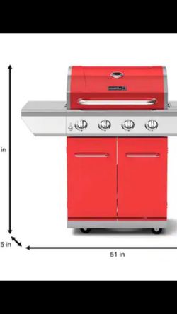 Red 4-Burner Propane Gas Grill