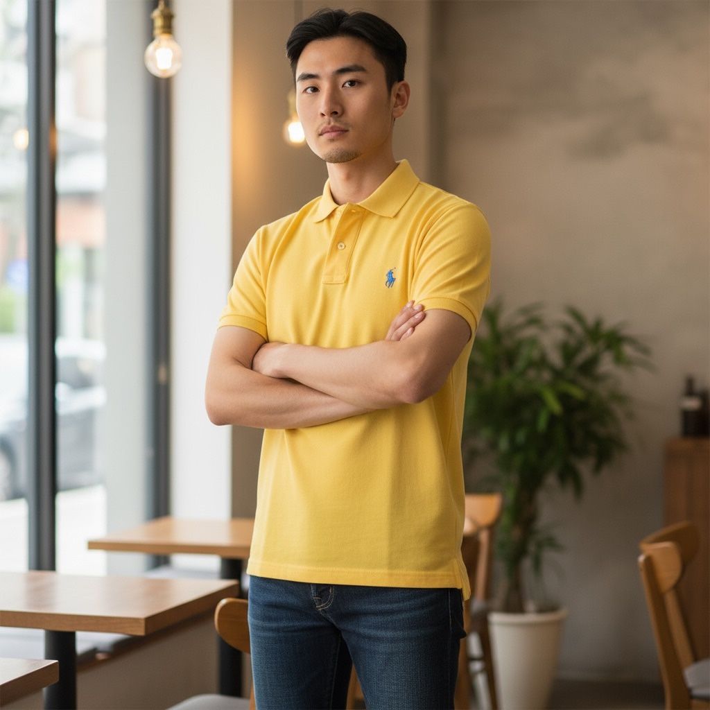 Polo Ralph Lauren Yellow Custom Slim Fit Collar Shirt