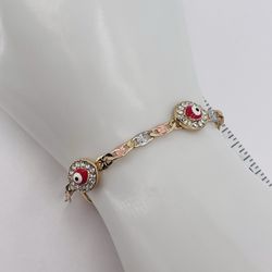 Pulsera Ojo Turco Baño De Oró Italiano 18k/Evil Eye Bracelet Italian 18k Gold Plated