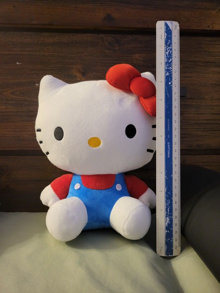 Red/blue Overalls Hello Kitty Plush