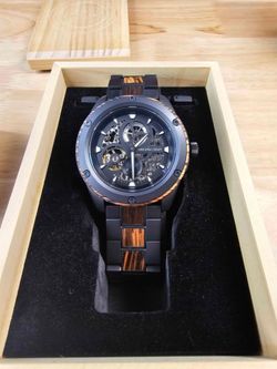 Original Grain Rugged Automatic 44mm "Charred Whiskey" Skeleton Watch