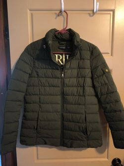 Lauren Ralph Lauren Olive Green Puffer Jacket size small petite