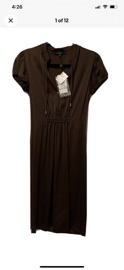 Authentic GUCCI Brown Silk Sheath Knee-Length Dress. Retails $1995