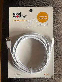 Dealworthy USB-A to Lightning Charging Cable 10ft