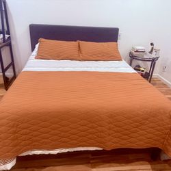 Upholstered Bed Frame + Mattress – Queen Size – $220 OBO