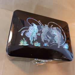 Black Enamel Wood Trinket Box