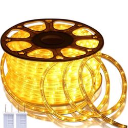 SURNIE 150FT LED Rope Lights Outdoor: Waterproof Flexible 110V 3000K Warm White LED String Light - Cuttable Connectable Clear Lighting Tube for Indoor