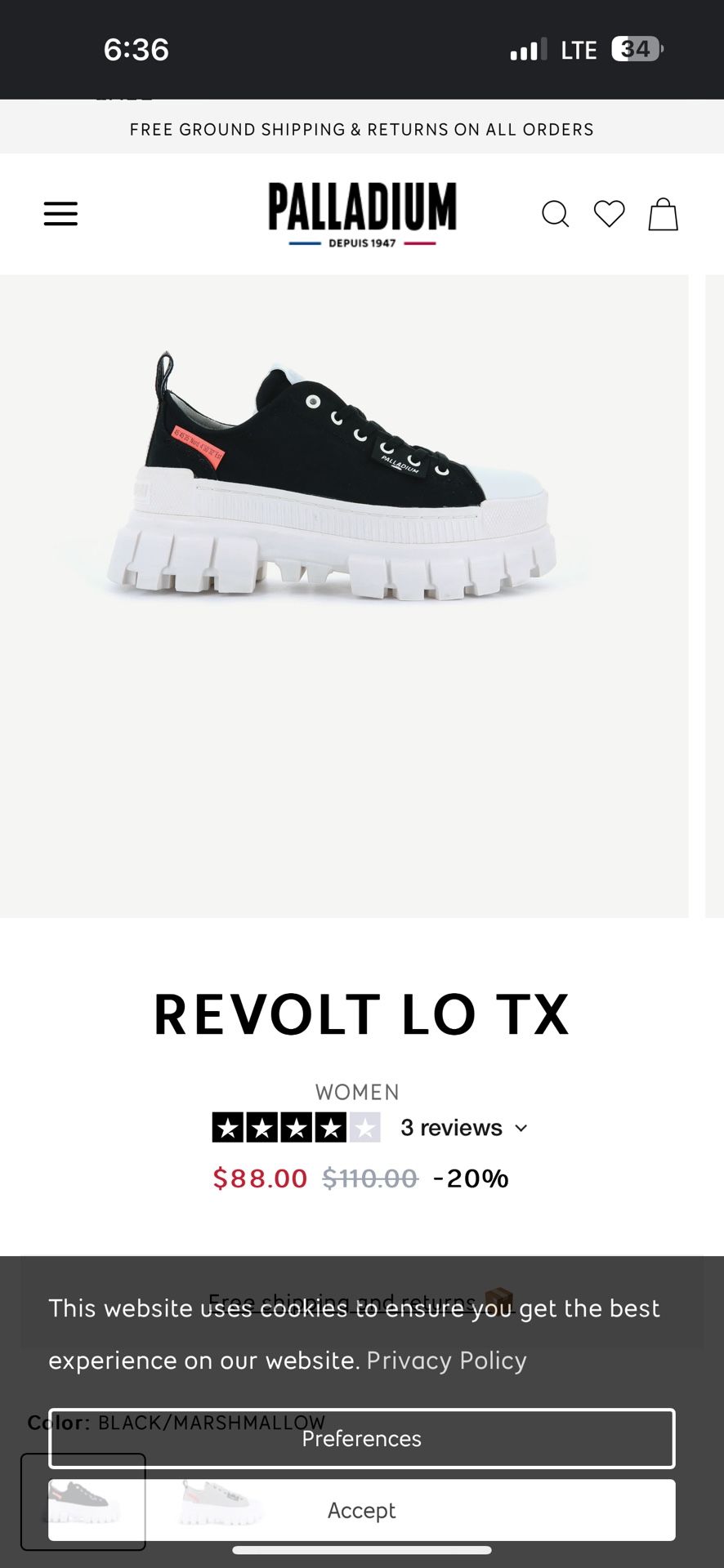 Palladium Revolt Low Women’s 7.5