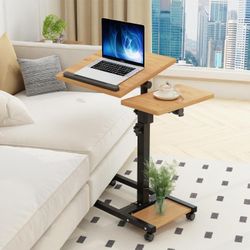 Mobile Adjustable Height Laptop Stand PC Computer Portable Notebook Swivel Laptop Desk Rolling Table Desk Cart Tiltable with Wheels Casters& Mouse Pad