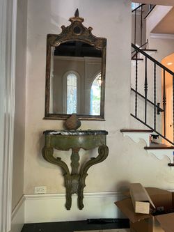 Antique Italian Rococo Style Wall-Mounted Console Table & Matching Mirror Set - Available !!