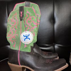 Twisted X women’s western boots pink/green size 10 B