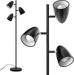 Tree Floor Lamp 3-Light Black 63" - Like New + BONUS 3 Smart Color Bulbs