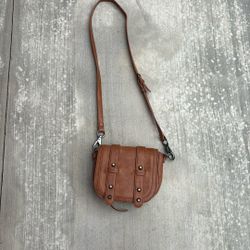 Brown Faux Leather Cross Body Bag 