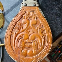 Antique Bellows Fireplace Tool Hand Carved Wood And Leather Witg Metal Tack Contruction Fire Campire Wood Stove Fireplace