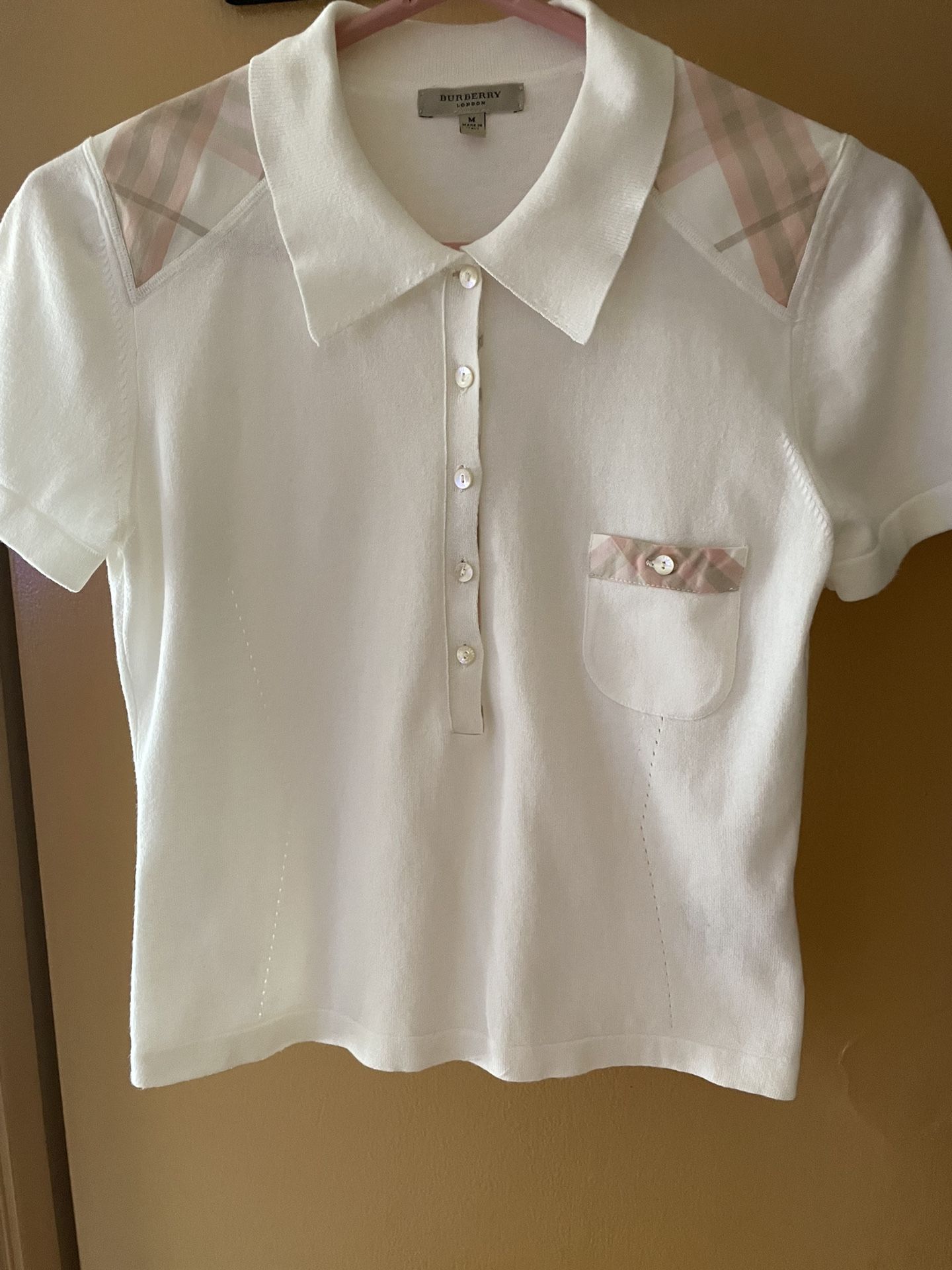 RARE* Vintage Burberry Plaid Panel Pocket Polo Shirt