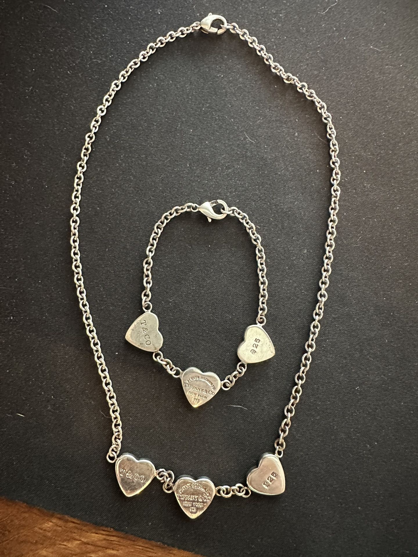 Tiffany&Co set in silver 925 Bracelet and necklace with hearts