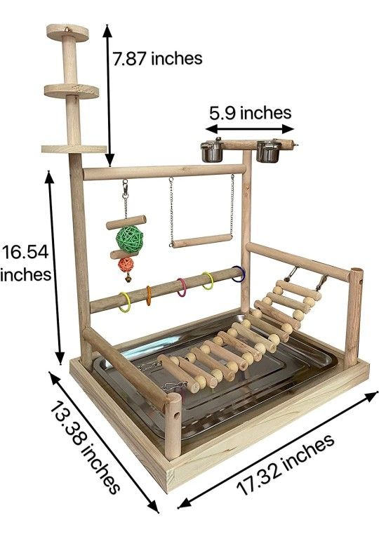 WYunpets Bird Perch Platform Stand Wood Bird Playground for Small Animals Parrot Parakeet Conure Cockatiel Budgie Gerbil Rat Mouse Chinchilla Hamster 