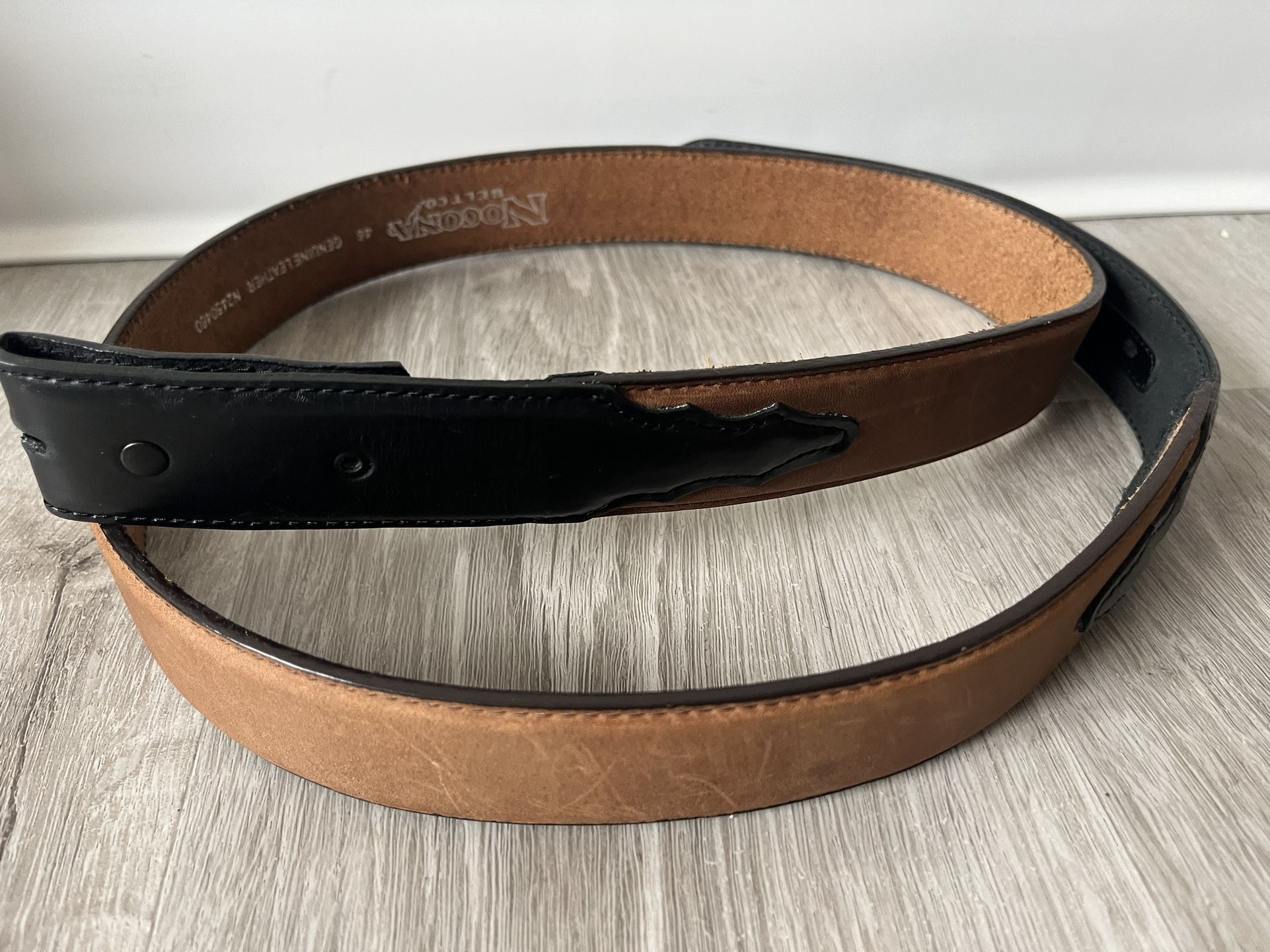 Nocona Men’s Western Style Black And Brown Leather Belt, No Buckle, Size  46