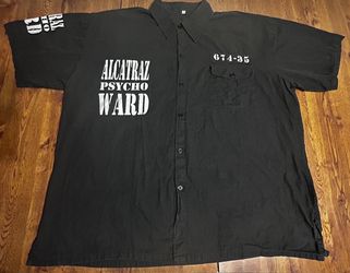 Vintage 2004 Alcatraz 674-35 Black Graphic Button Up Shirt 4XL