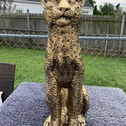 3 Foot Tall, Golden Leopard Statue