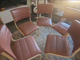 1980s Vintage Postmodern mauve and tubular dining chairs