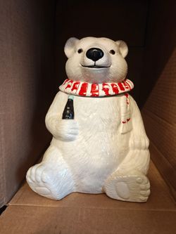 1994 Coca-Cola Polar Bear Cookie Jar Authorized Collection Coke Ceramic Vintage
