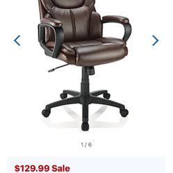 Vinyl Mid-Back Office Chair, Brown/Black