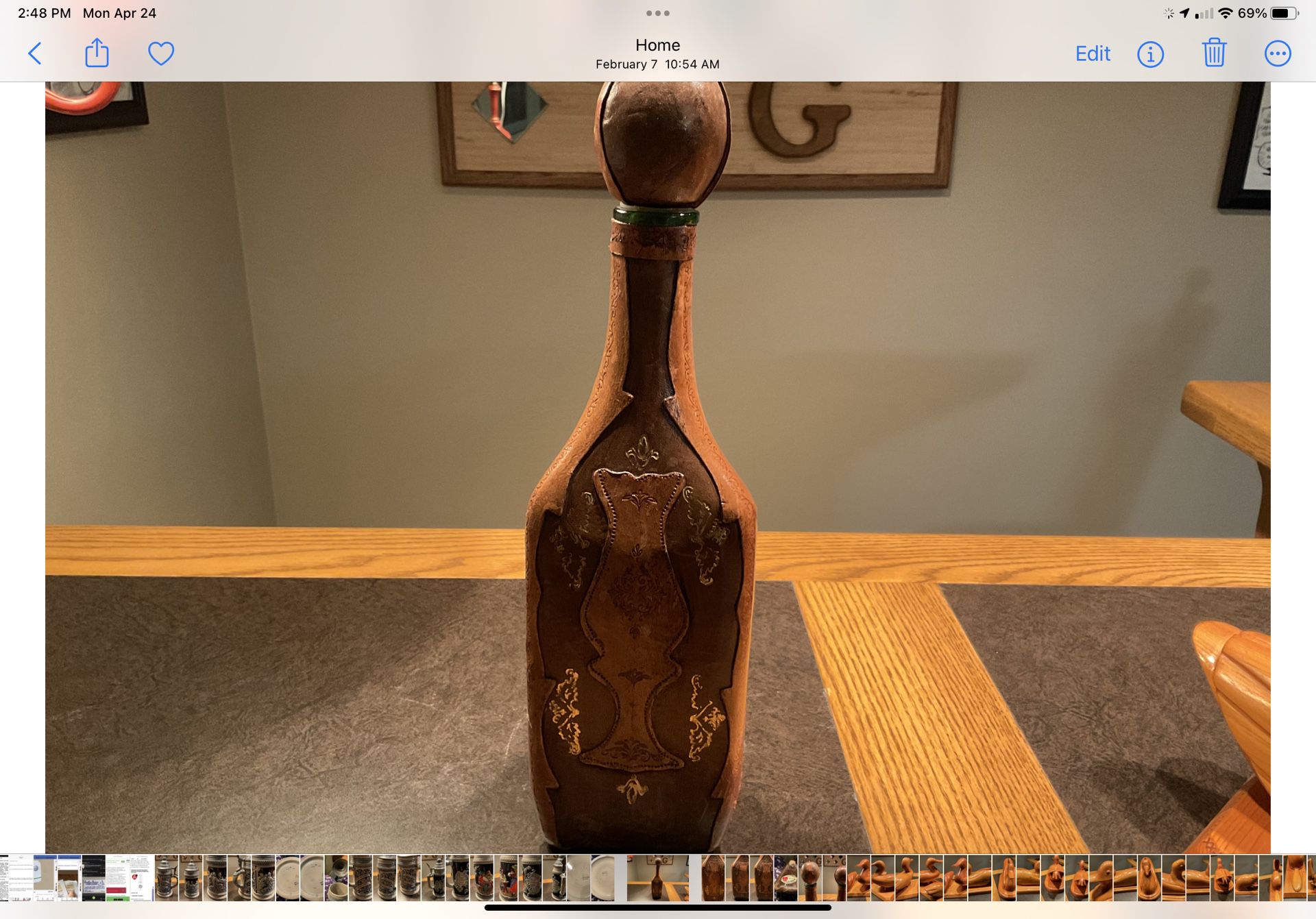 LEATHER COVERED DECANTER BOTTLE