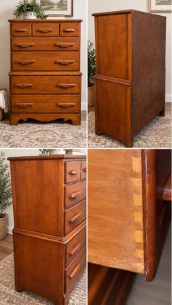 Vintage Tall Wood Chest of Drawers