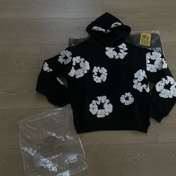 Black demin tear hoodie