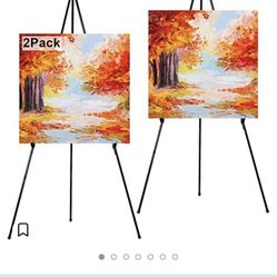 REALWAY 63" Folding Easel Stand for Display,Adjustable Floor Poster Easel for Arts,Pictures,Paintings,Telescoping Black Metal Easel Fit for Signs at E