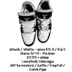 Louis Vuitton Trainer Sneaker Black/White – Size 9 US / UK 8 – No Box
