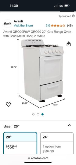Stove Gas 20”