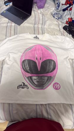 King Cultures Pink Power Ranger Oversized Graphic T-Shirt White Size Large