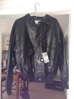 New black leather bomber jacket