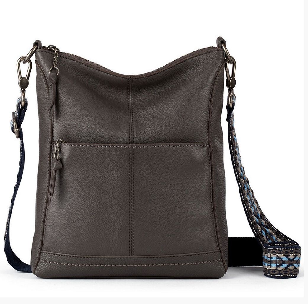 The Sak Lucia  Leather Crossbody Purse Bag Grey