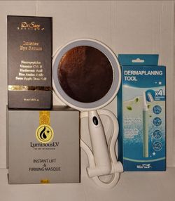 NEW Skincare & Beauty Bundle - Eye Serum, Firming Masque, LED Mirror & Dermaplaner