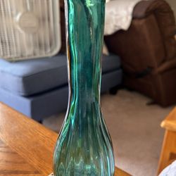 487 reviews Blue/Green, Teal Ridged Bulb Glass Bud Vase