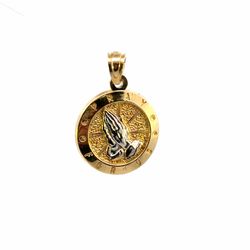 Men’s or Women’s 10k Two Toned White and Yellow Gold .75” Inch Pray For Us Charm Pendant for Necklace GP3130269