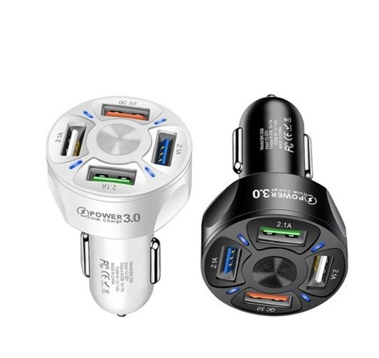 7A QC3.0 Super Fast 4 Port USB Car Charger for iPhone 11 Pro Samsung