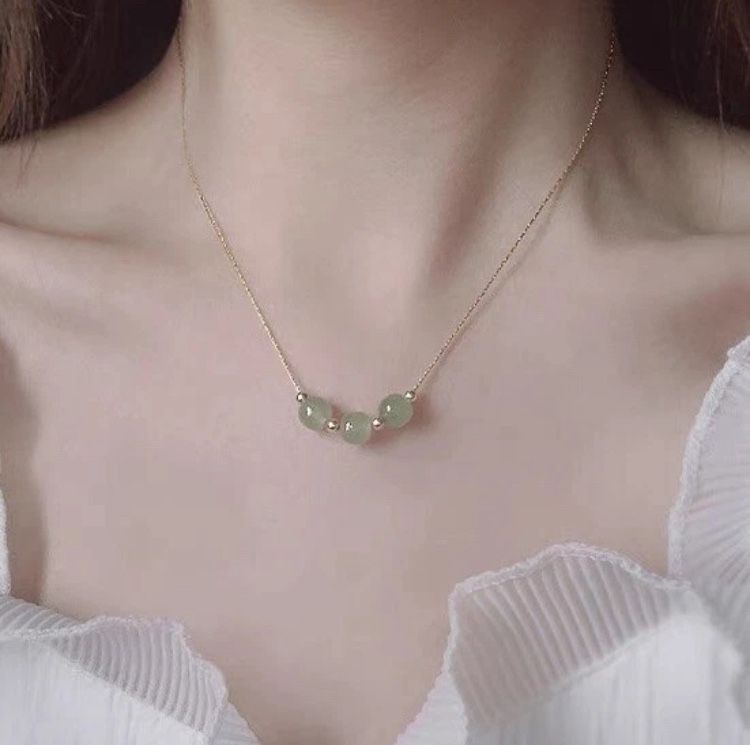 14k Gold Plated necklace Geniune Hetian Jade