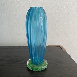 LARRY HOGUE hand blown glass vase 11R 8.5" Vintage 2000s